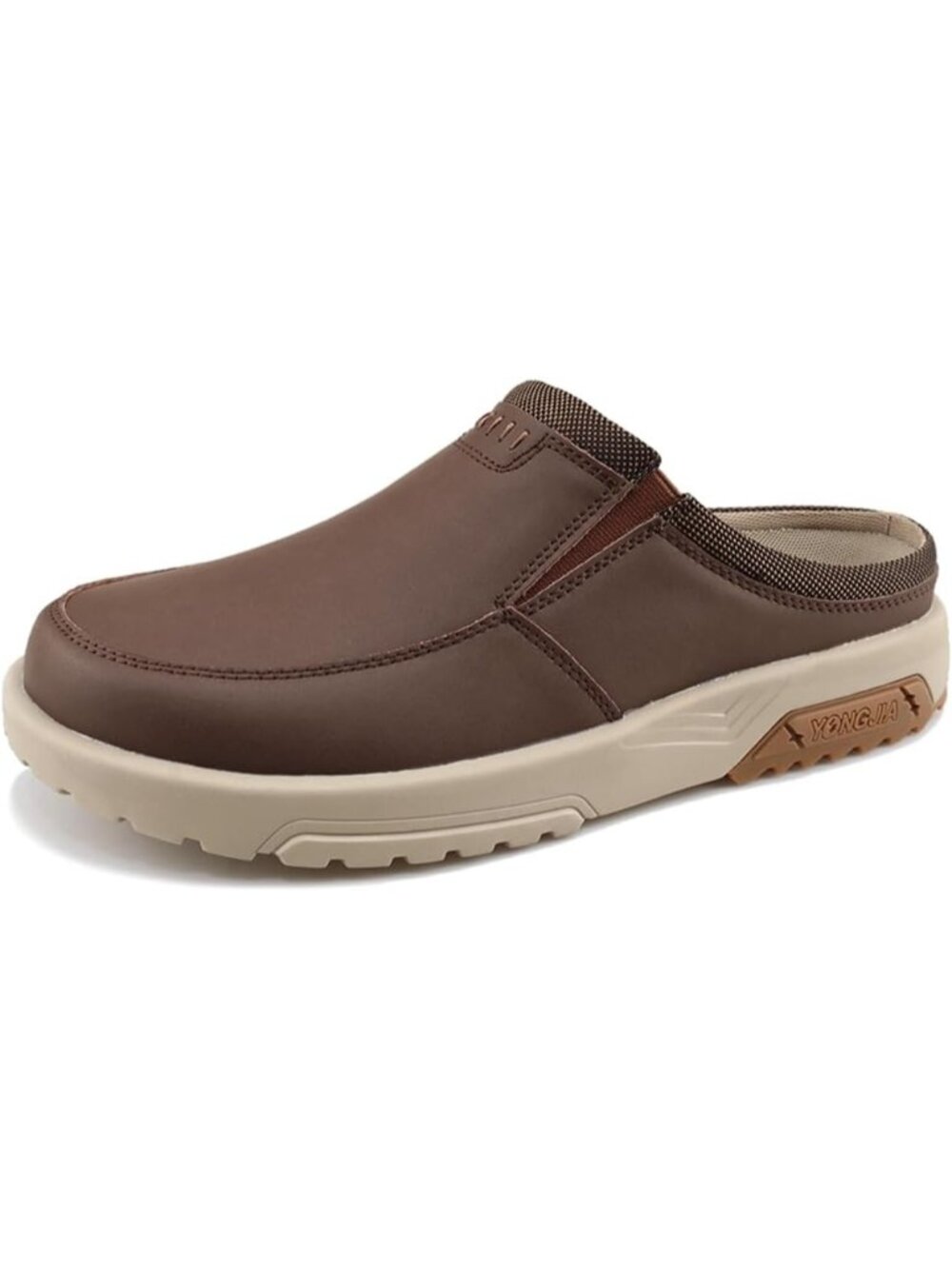 Men's Brown Leather Orthopedic Casual Arch Support Lightweight Slip On Slippers